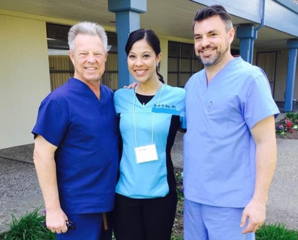 Dr Harris and her heroes Dr John and Jordan West, authors of several Endodontic books!